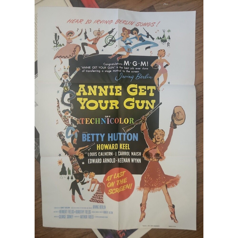 Vintage Annie Get Your Gun (1950) Movie Soundtrack Poster 19"x27" MGM Poster